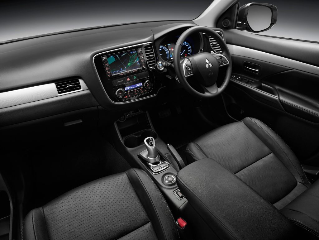 Inside the Mitsubishi Outlander PHEV. Inside the Mitsubishi Outlander PHEV.